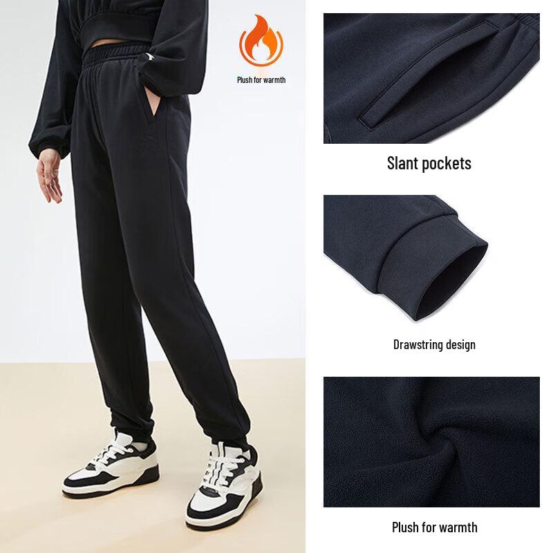 Anta Women s Fleece-Lined Knit Jogger Pants M