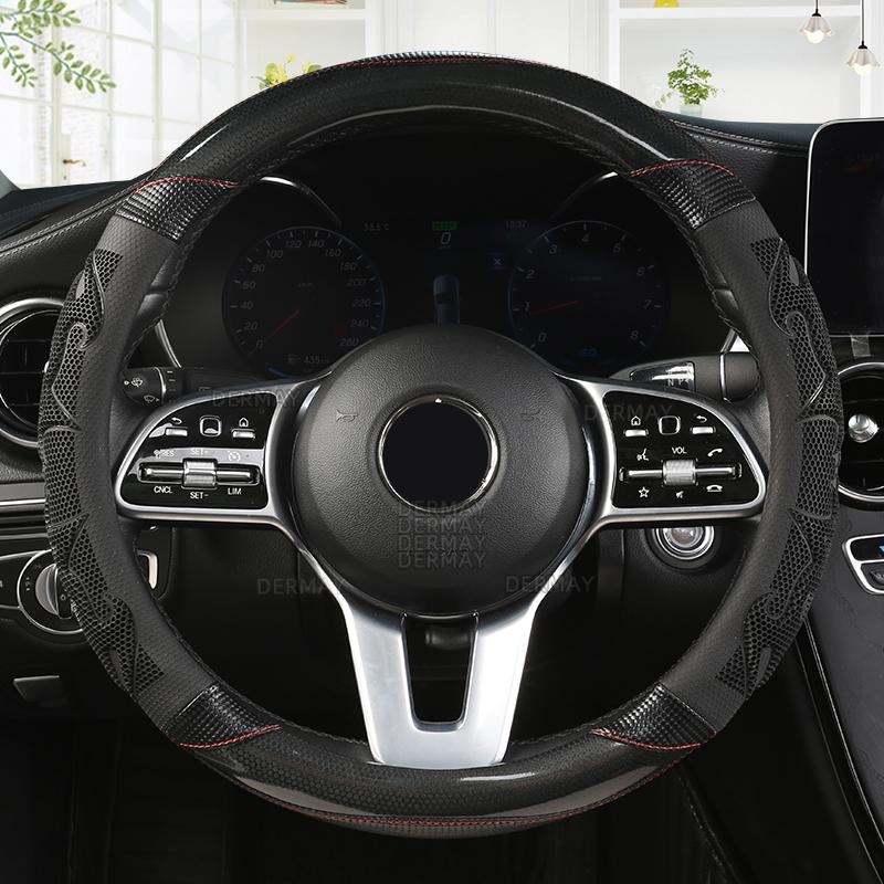 Osłona kierownicy samochodu skóra z włókna węglowego dla Nissan Qashqai J11 Nissan x-trail T32 Golf 7 Tiguan Kia Optima