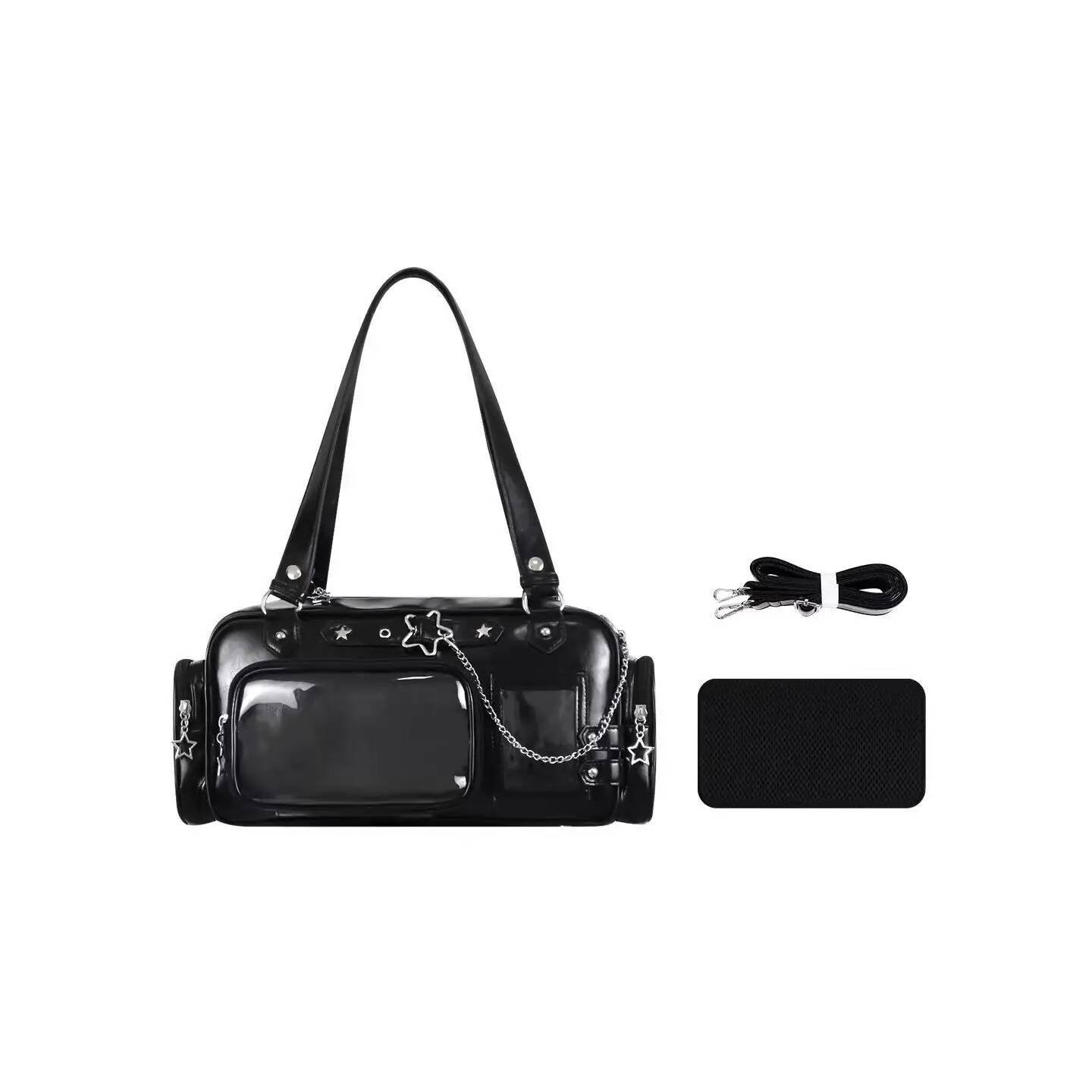 Nieuwe Sterrenketting Ita Tas Schattig Meisje Stripboek Tentoonstelling Transparante Schoudertas Grote Capaciteit Crossbody Tas DIY Display Handtassen 37X17X15CM zwart