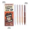 5pcs Coffee Time Gel Pens Set Milk Foam 0.5mm Ballpoint Black Color Gel Ink for Writing Office School