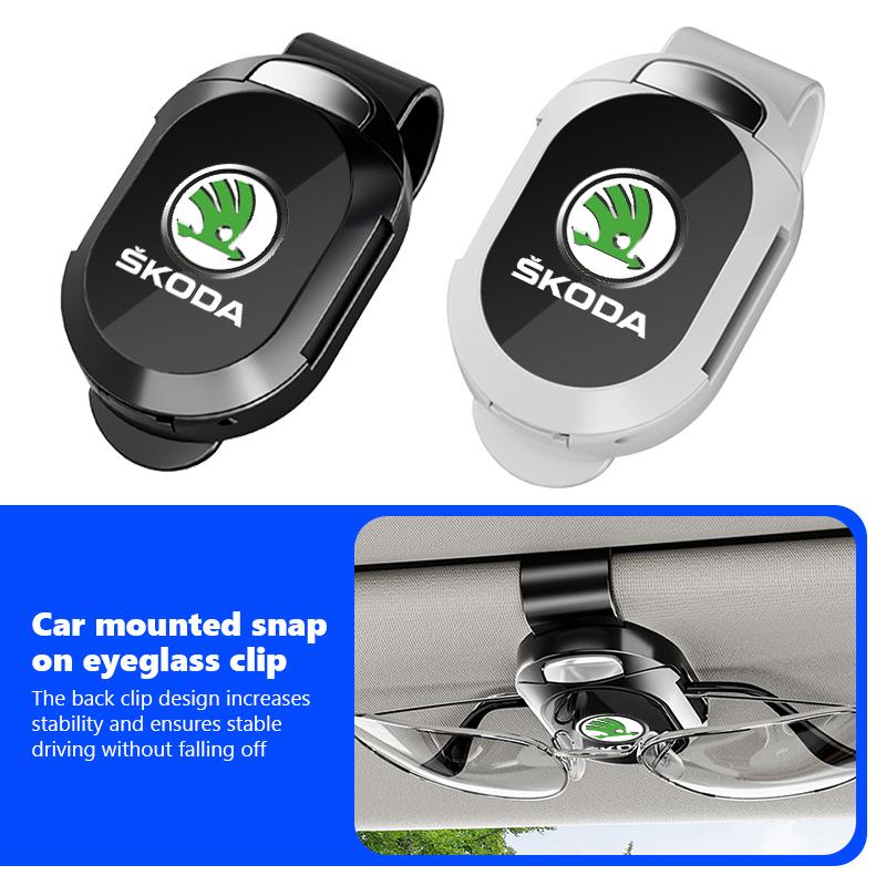 BAUS3 Multifunctional card holder Car visor Glasses clip Accessorie For Skoda Rapid Octavia Derivative Enyaq-iV VisionS Yeti Scala