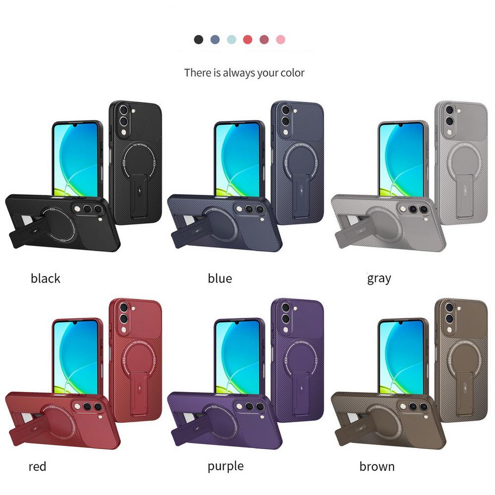 Carbon Fiber Invisible Stand Holder Built-in Magnetic Ring Case for VIVO Y04 Y39 Y29s Y19e VIVO V50 Lite V50 V50e V30 Pro Cover
