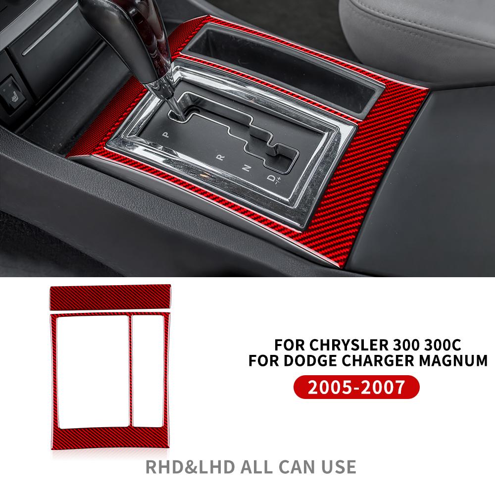 Real Soft Carbon Fiber Sticker For Chrysler 300 300C For Dodge Charger Magnum 2005 2006 2007 Car Gear Shift Panel Accessories