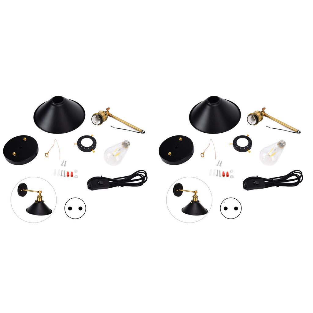 2 Set Vintage Wall Sconces E26/E27 Industrial Antique Swing Arm Wall Lights with Bulb AC