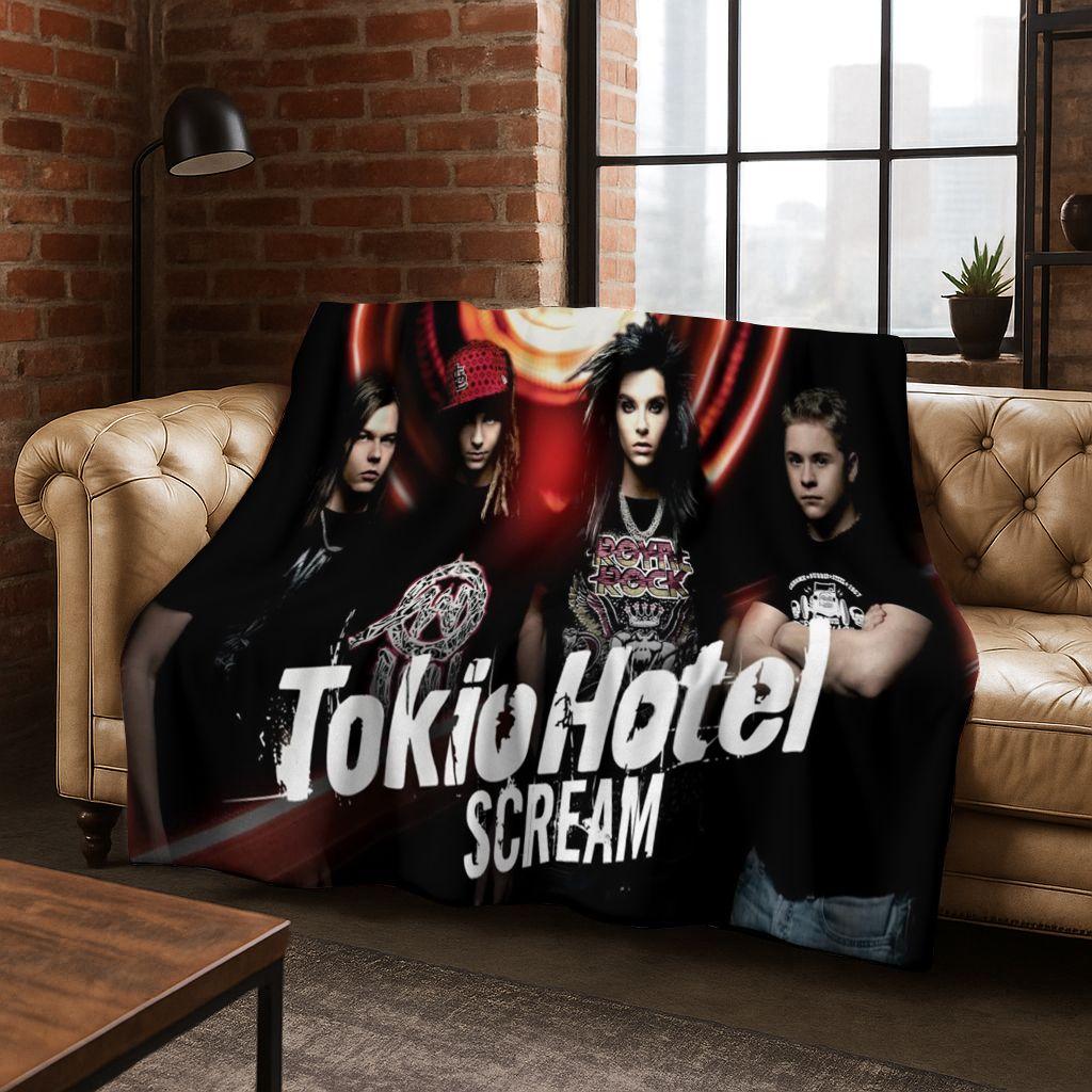 Módní Rocková Hudba Tokio Hotel Bill Tom Kaulitz Umění Flanelová Přikrývka, Útulná Měkká Přehozová Přikrývka pro Domov Ložnici Postel Pohovku Kryt Dárek