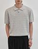 WORK ON BODY OFF Tres Semi-Overfit Cable Collar Short Sleeve Knit [Gray]