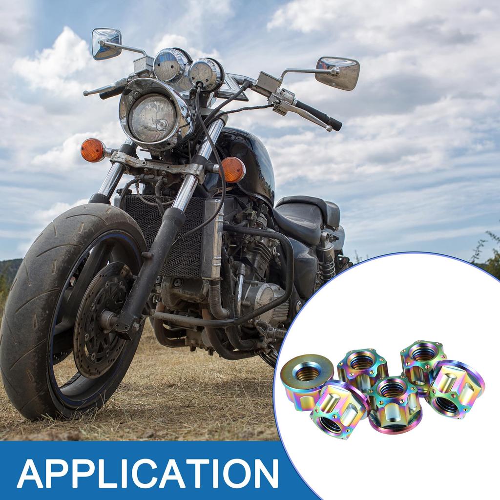 ABSOPRO Rear Wheel Axle Sprocket Flange Bolts and Nuts for and M10 Pitch Titanium Bright Colors of Bicycles, Motorcycles, Motorbikes, 1.25mm, Alloy,