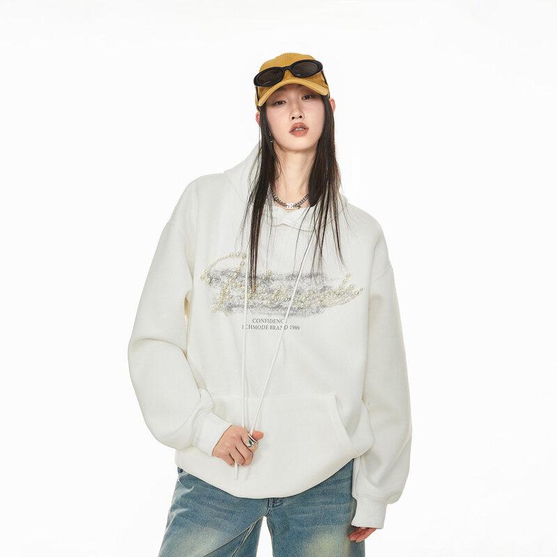 ICH MODE Women s Loose Hooded Sweatshirt M