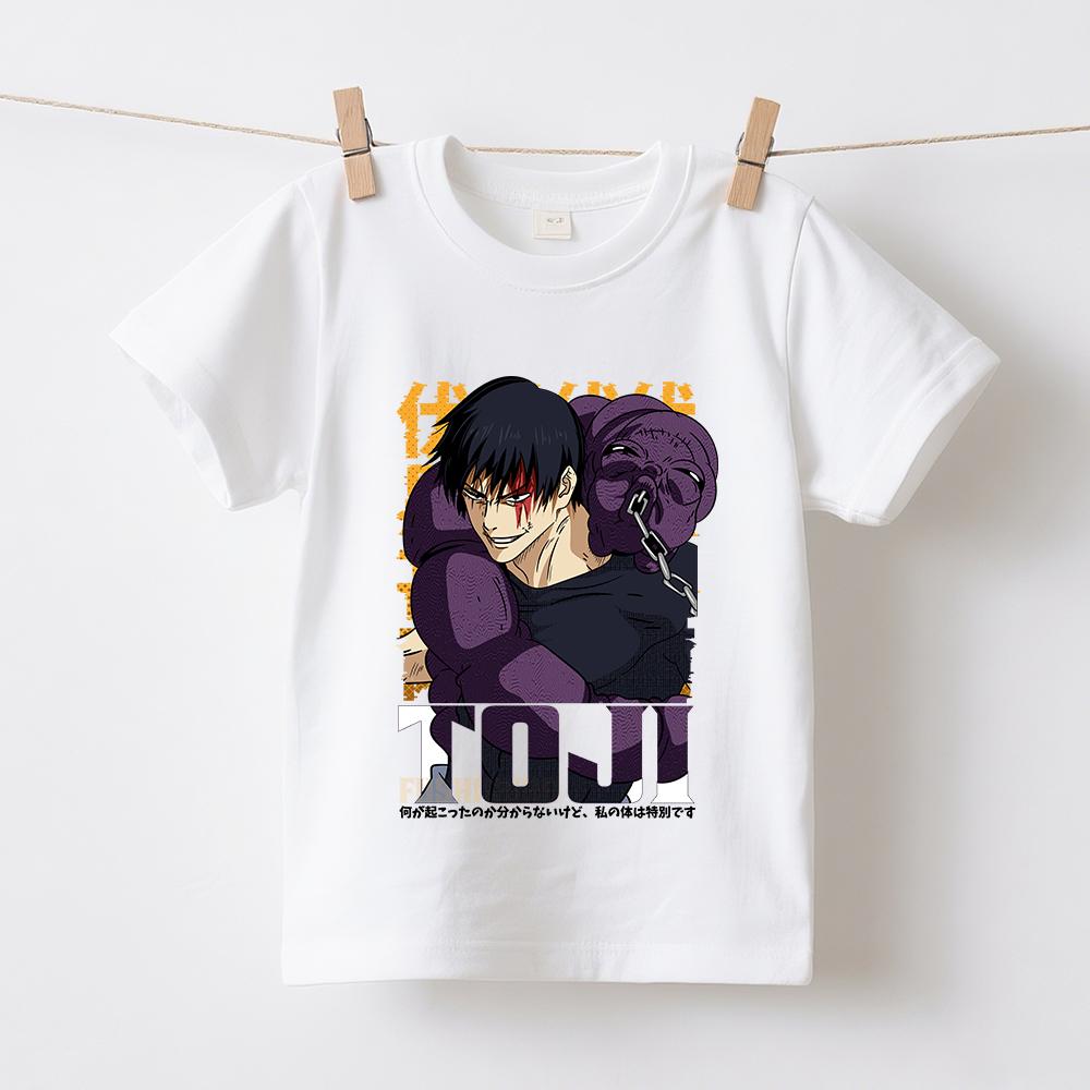 Jujutsu Kaisen Toji Anime Print Boys Girls Cotton T Shirt Kids Short Sleeve Top Casual Soft Children Clothes