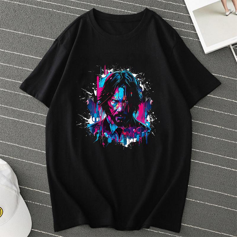 

Unisex Printed T Shirt Men Guys John Wick and Dog Watercolor Art Artwork Homme Tee Hip Hop Streetwear Hipster Tops 4XL