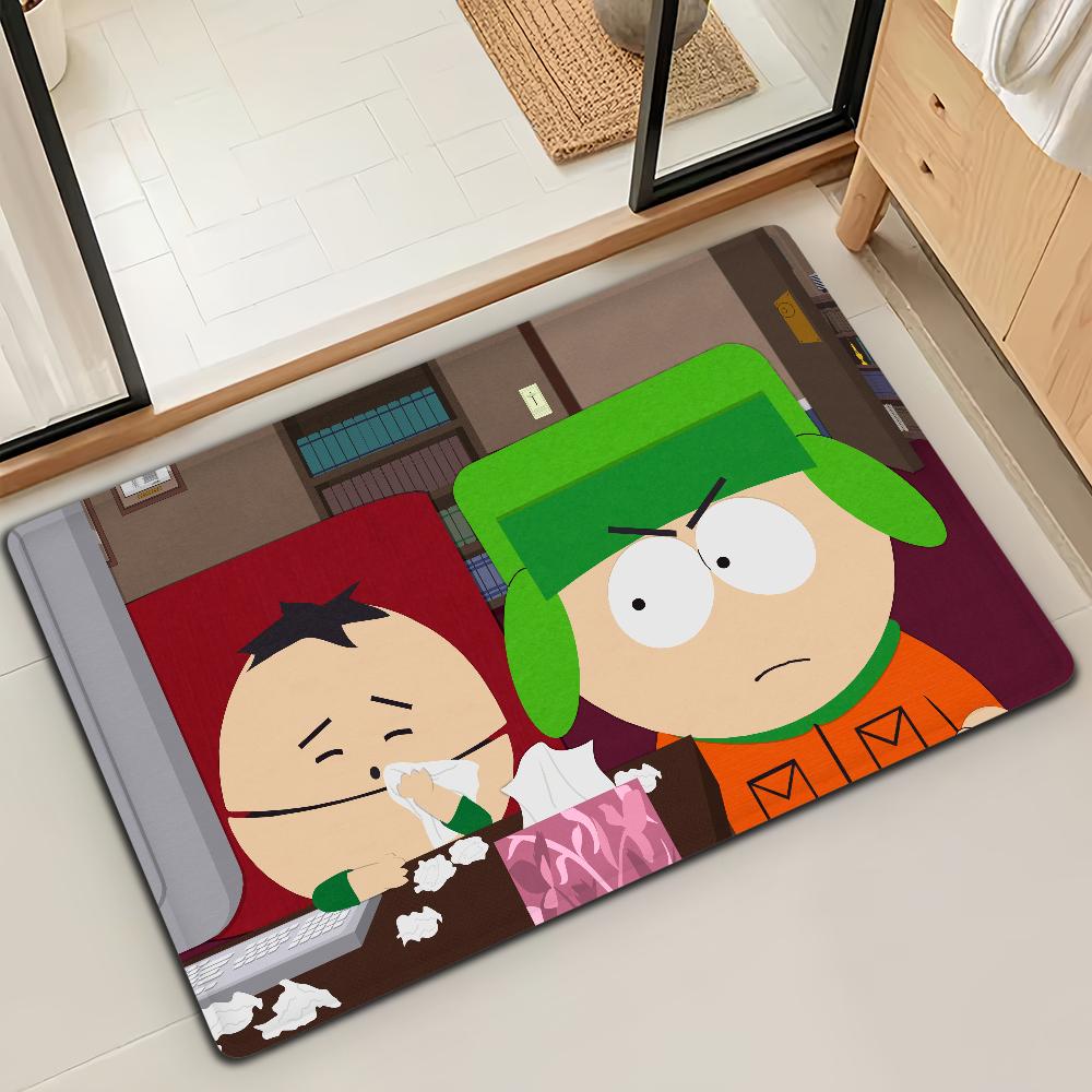Cartoon S-SOUTH PARK Funny Door Mat Bath Microfiber Decorative Versatile Flannel Floor Mat Quick Dry Absorbent Non-slip Sole