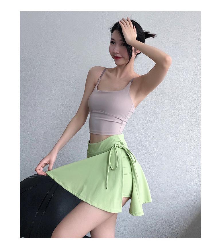 Women's Anti-Exposure Yoga & Tennis Skort: Fake Two-Piece with Side Slit Gym Shorts