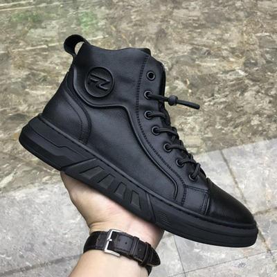 Stivali Martin da Uomo in Vera Pelle a Collo Alto - Scarpe da Ginnastica Casual Traspiranti Foderate in Velluto Invernale