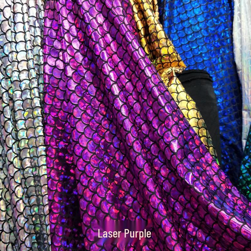 Laser Fish Scale Spandex Fabric for Mermaid Costumes and Stage Decorations