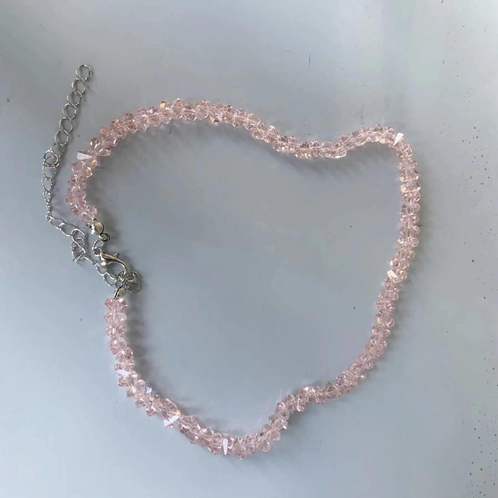 Multi-faceted Crystal Glass Crystal Choker Necklace Simple Collarbone Necklace Women