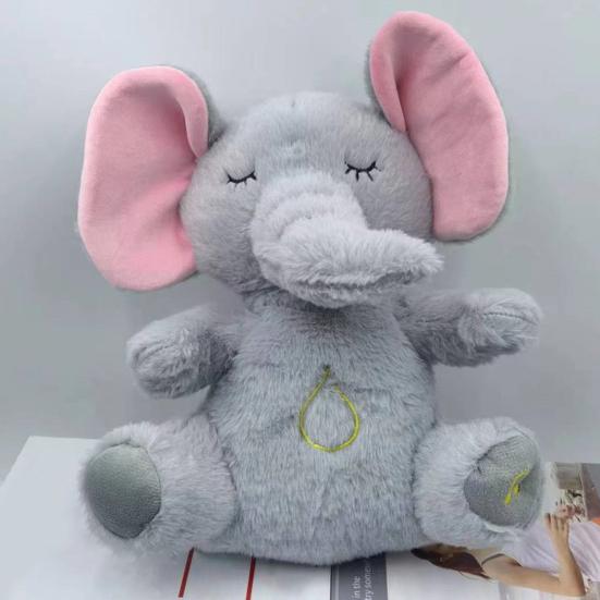 Plüschtier „Atmender Elefant“ für Babys mit beruhigender Musik, leicht, waschbar, musikalisches Tier, Plüschtier, Kuschelpuppe, Schnuller, Geschenk für Neugeborene