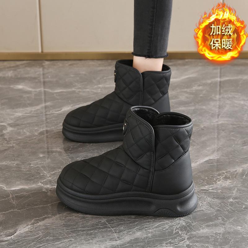 Snow boots for women  2026 winter new style with added fleece and thick high top cotton shoes for women