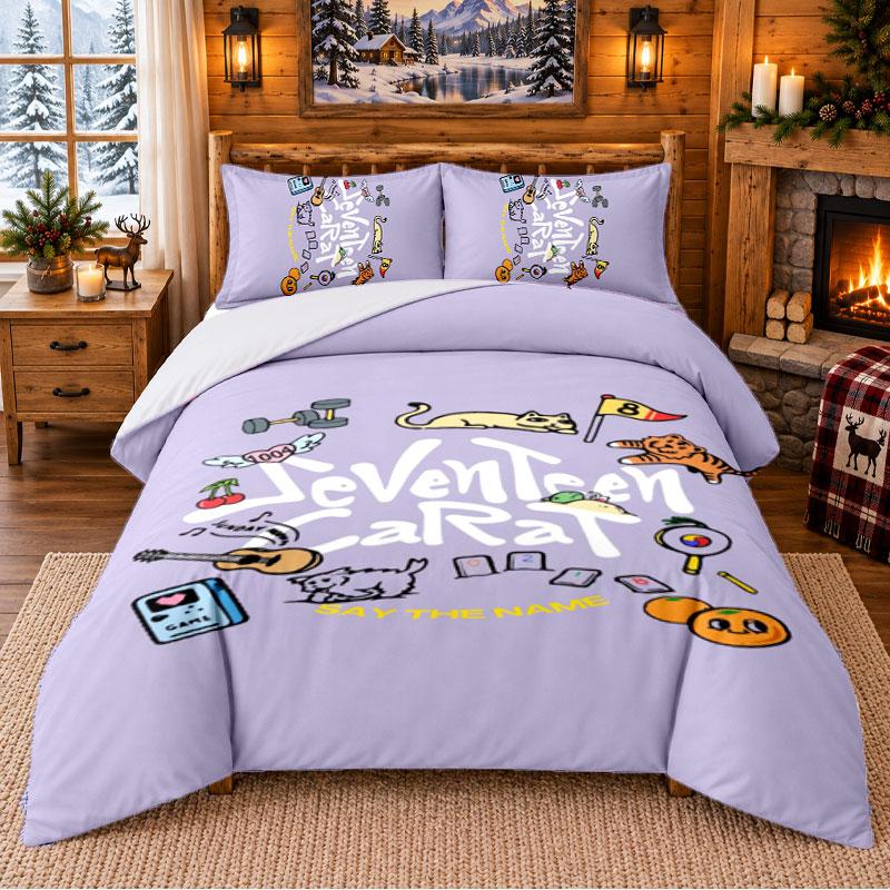 SEVENTEEN Pattern Bedding 3Pcs Set Bed Sheet And Pillowcases For Indoor Bedroom