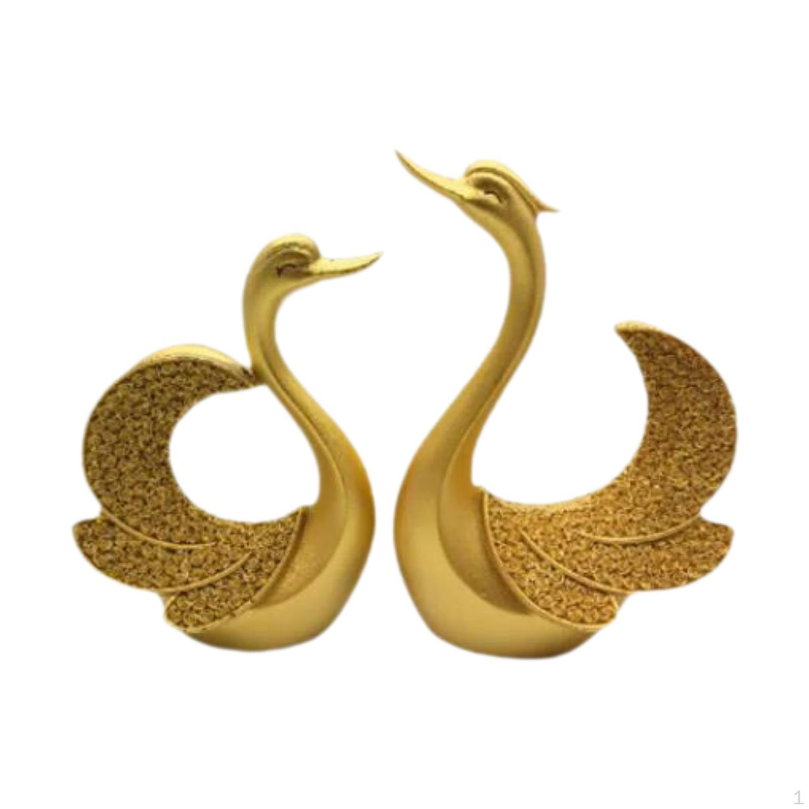 

2 шт. Статуэтки лебедей Фигурки животных Креативные сувениры на вечеринку Скульптуры на день святого Валентина Украшения из смолы Gold