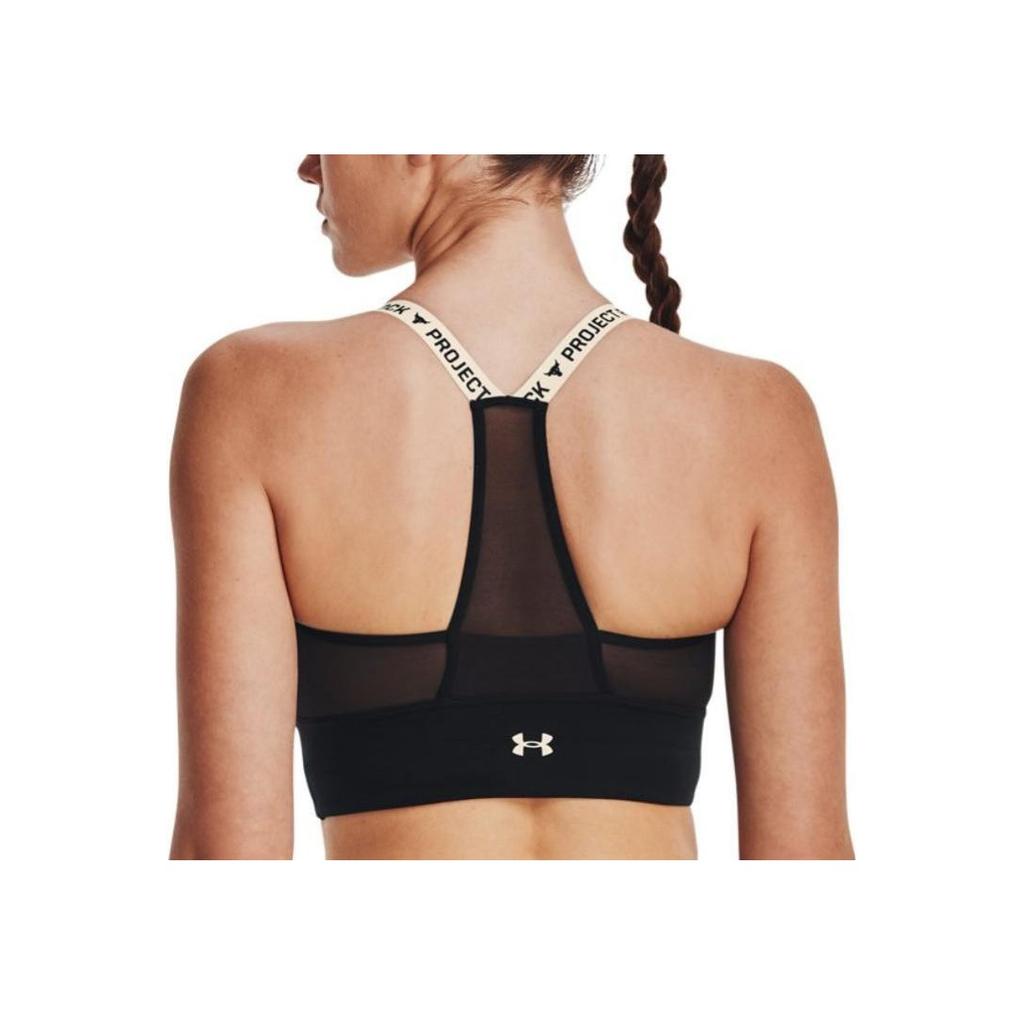 Under Armour Ss23 Rock Johnson Infinity Logo Print Medium Intensity Sports Bra Women underwear Black 1373590-002