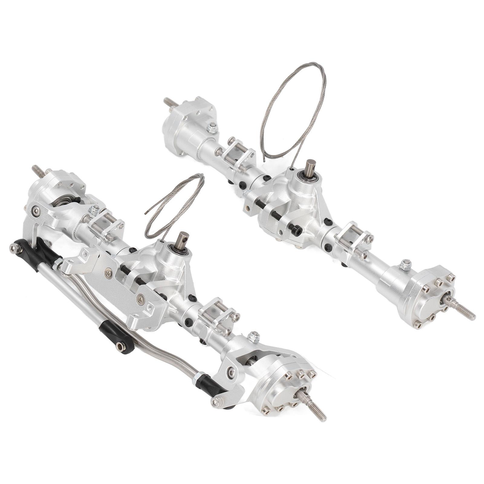 

Комплект передньої та задньої портальної осі RC з сервоприводом педалей з алюмінієвого сплаву для Axial SCX10 I II III AXI03007 срібний