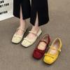 Suede Light Mouth Red Single Shoes Fairy Mary Jane Shoes Flat Beanie Shoes Gentle Spring and Autumn French Retro New