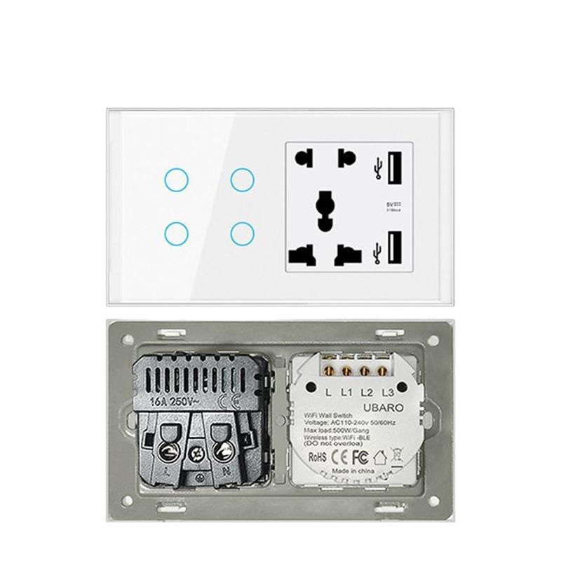 2025 Newest Smart Universal Double Wall Socket Support ZIGBEE WIFI Intelligent Outlet with Alexa Voice and Smart Life APP