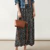 French Floral High-End Black Midi Skirt - Spring/Summer Vacation Style
