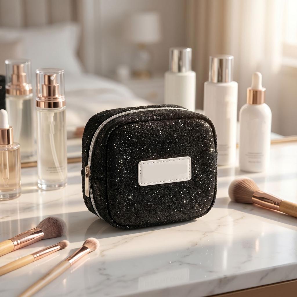 Tragbare Reise-Make-up-Tasche Kleine Kosmetiktasche Organizer Reißverschluss Aufbewahrungstasche für Toilettenartikel und Körperpflegezubehör