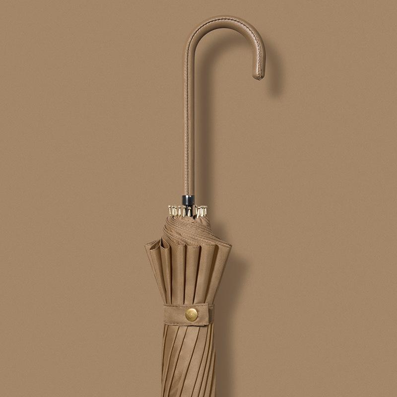 Japan Fashion Fresh Long Handle Umbrella Double Straight Umbrella Women Simple 16-Bone Reinforced Curved Handle Umbrella Printable Logo