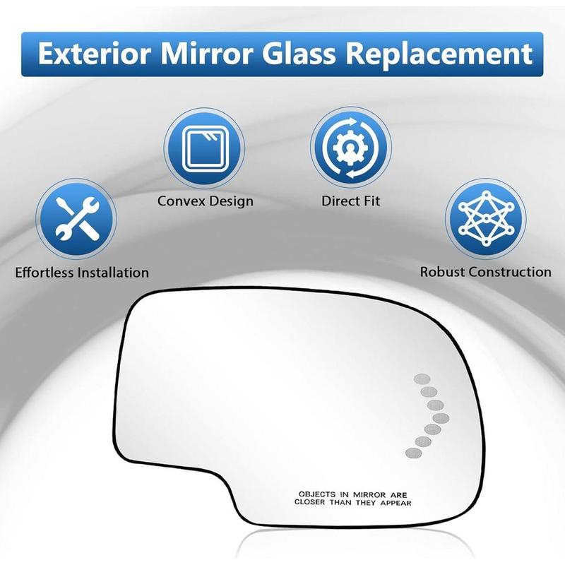 Left/Right Side Heated Wing Door Mirror Glass Convex Turn Signal for Chevy GMC Yukon Cadillac 2003 2004 2005 2006 88944391