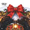 Christmas Window Clings Vintage Steam Train Static Sticker, 3D Broken Wall Effect Glass Winter Scene Decorations No-Adhesive Decal for Xmas Home Cafe
