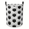 1 Soccer Print Laundry Basket | Durable Polyester Material, 41.0 L Round Storage Basket with Sturdy Handles, Ideal for Bathroom, Living Room, Bedroom 