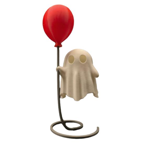 Cute Ghost Figurine with Balloon, Warm LED Ghost Night Light, Halloween Decoration for Bedroom Desk Table Centerpiece Cozy Ornament Gift