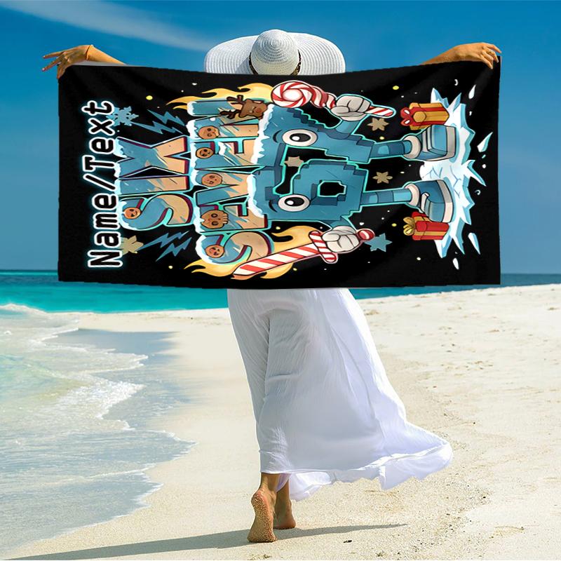 1PC Custom Name Winter Sports Fun Beach Towel Highly Absorbent And Sand-Resistant Towel for Swimming, Pool, Yoga, And Travel Lightweight
