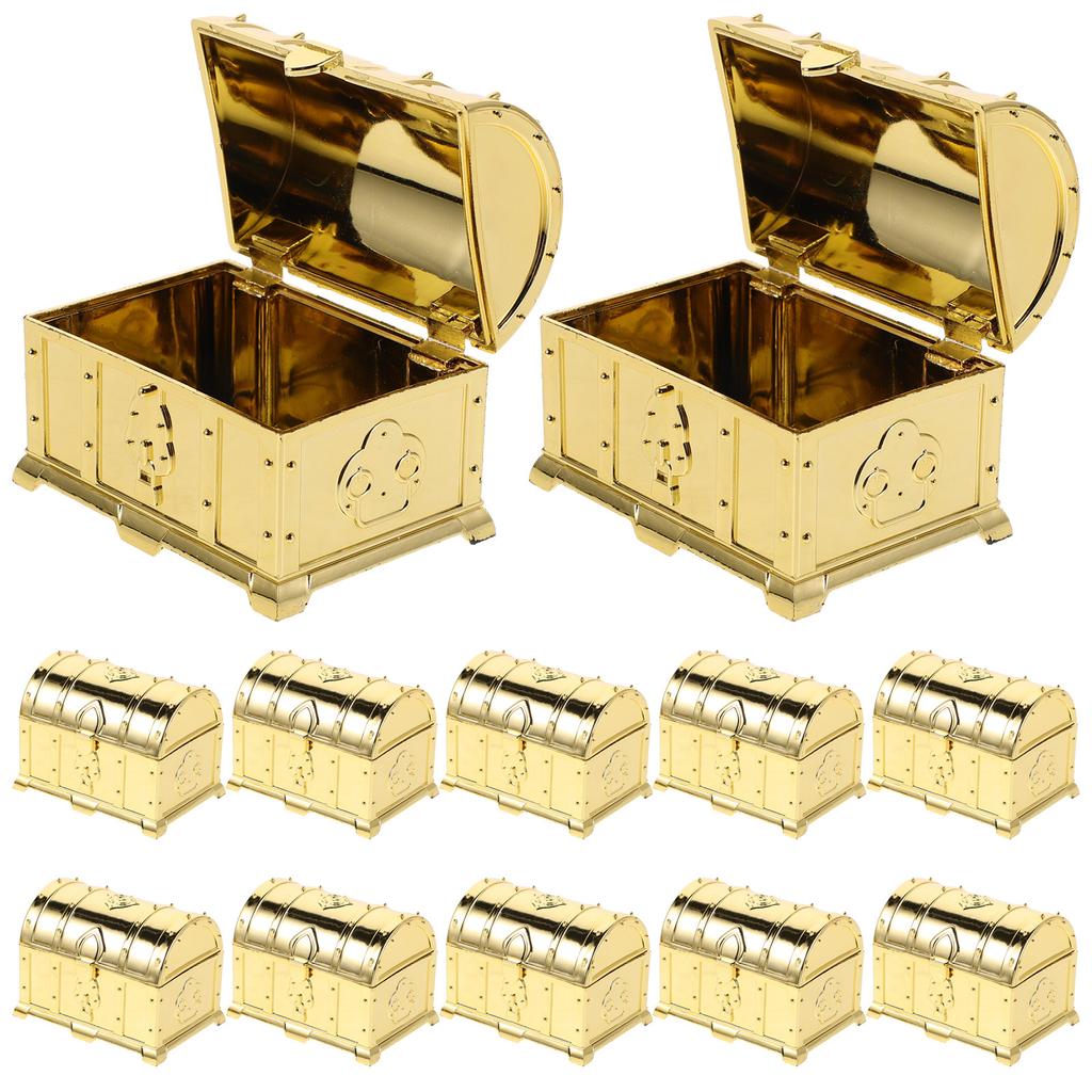 12Pcs European Style Wedding Candy Boxes Elegant Mini Treasure Chest Plastic Candy Favor Box for Bridal Shower Birthday Party