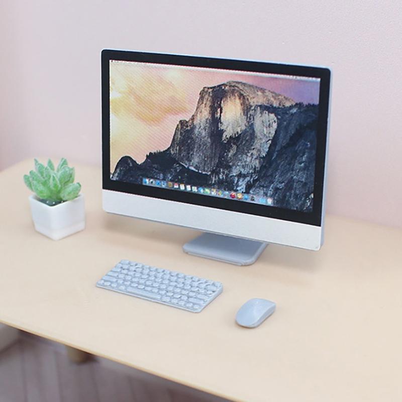 1:12 Puppenhaus Miniatur Mini Desktop Computer Maus und Tastatur Möbel Heimmodell Dekor Spielzeug Puppenhaus Zubehör