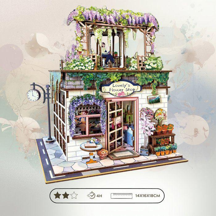 Book Nook - Kit DIY a construire Maquette 3D Serre Livre - Flower shop Nookland - 16 x 15 x 23 cm