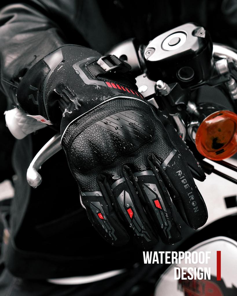 RIDEIRON Motorrad Smartphone Kalthandschuhe, Winter, Wasserdicht, Kompatibel, Wetter, Winddicht, Schützend, Fleecefutter, Rutschfest
