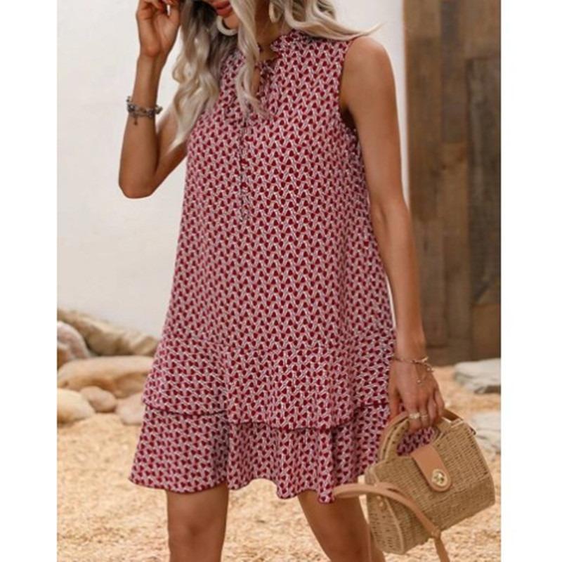 BITCED Damenmode Sommer Frühling ärmellose Freizeitkleider mit V-Ausschnitt