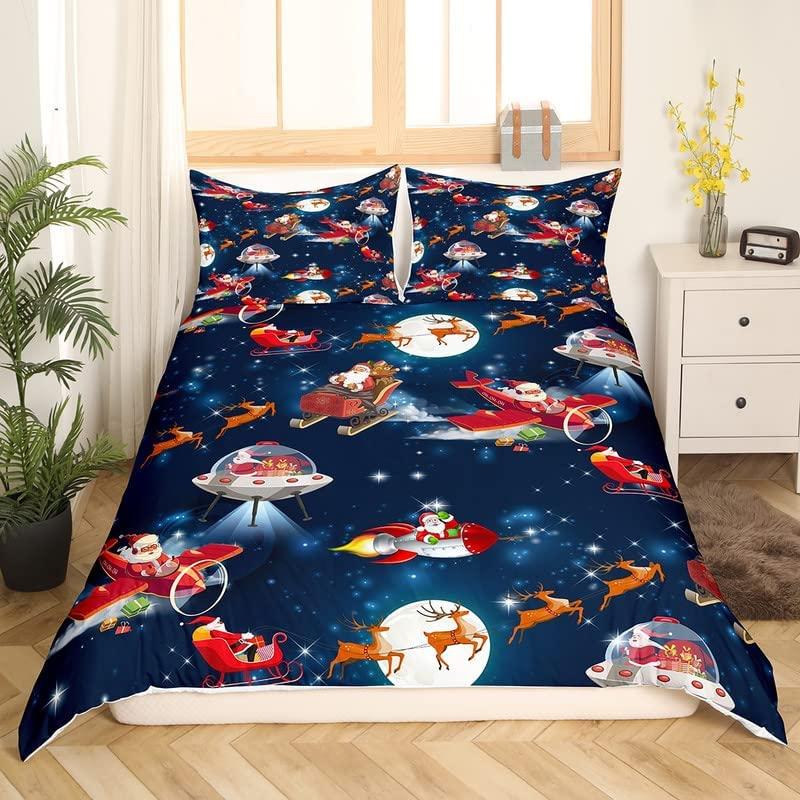 

Рождественский комплект пододеяльников King Queen Full Twin Size для детей подростков взрослых комплект постельного белья из полиэстера с наволочкой EU single(135x200cm)