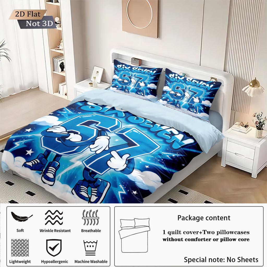 Set di 3 Copripiumini Divertenti con Stampa Elemento 67, Senza Imbottitura, Multitaglia, Decorazione Letto Camera da Letto, Comodo e Lavabile in Lavatrice