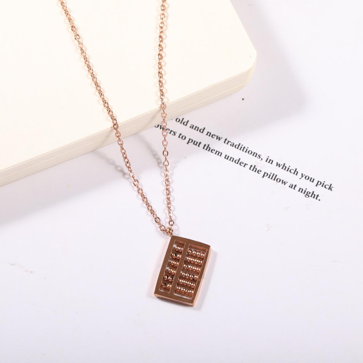 

Rose Gold Abacus Necklace: Non-Fading Titanium Steel, TikTok Style, Mori Student Collarbone Chain for Women