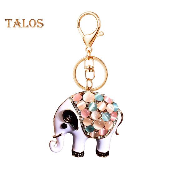 

Красочный слон орнамент брелок блестящий горный хрусталь слон кулон шнурок брелок рождественское украшение B