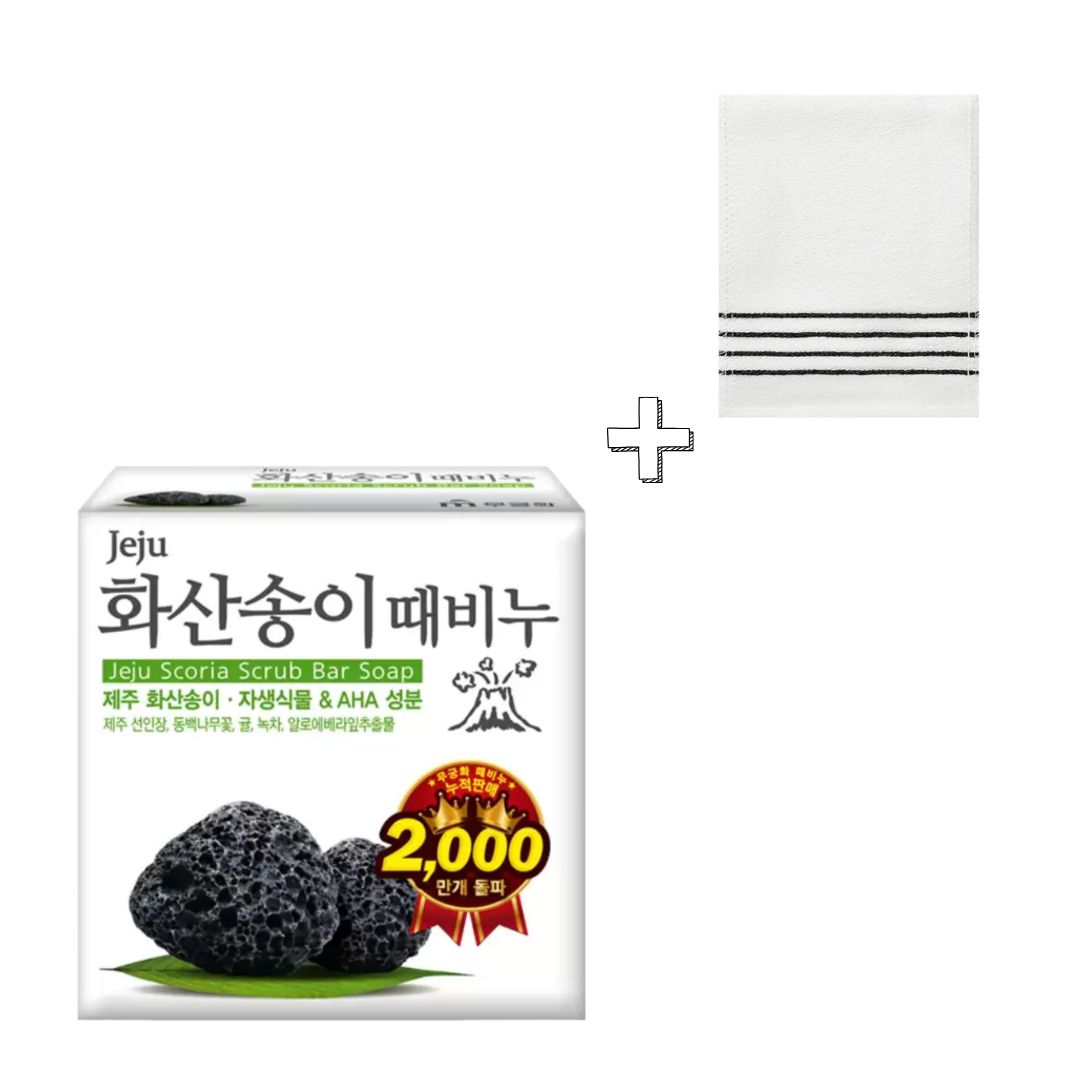 Mugunghwa Jeju Scoria scrub Body Soap + scrub towel