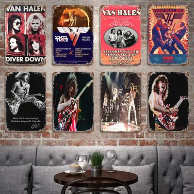 Zespół Van Halen metalowy Dekor Plakat Vintage Blaszany Znak Metalowy Znak Dekoracyjna Tabliczka do Pubu Baru Jaskini Mężczyzny Klubu Dekoracja Ściany