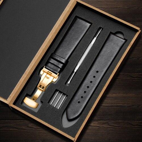 12 14 15 16 17 18 19 20 21 22mm Genuine Leather Watchband Black Brown Ultrathin Soft Plain Grain Accessories For Men And Women
