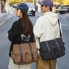 Canvas Bag Business Shoulder Crossbody Bag Large Capacity Lightweight Contrast Color Student Bag