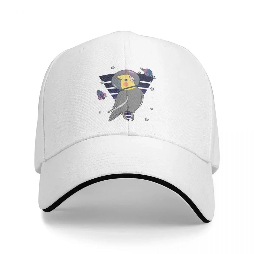 Space Bird Astronaut Animal Parrots Cockatiel Doodle Unisex Baseball Caps Peaked Cap Sun Shade Adjustable Windproof Hat