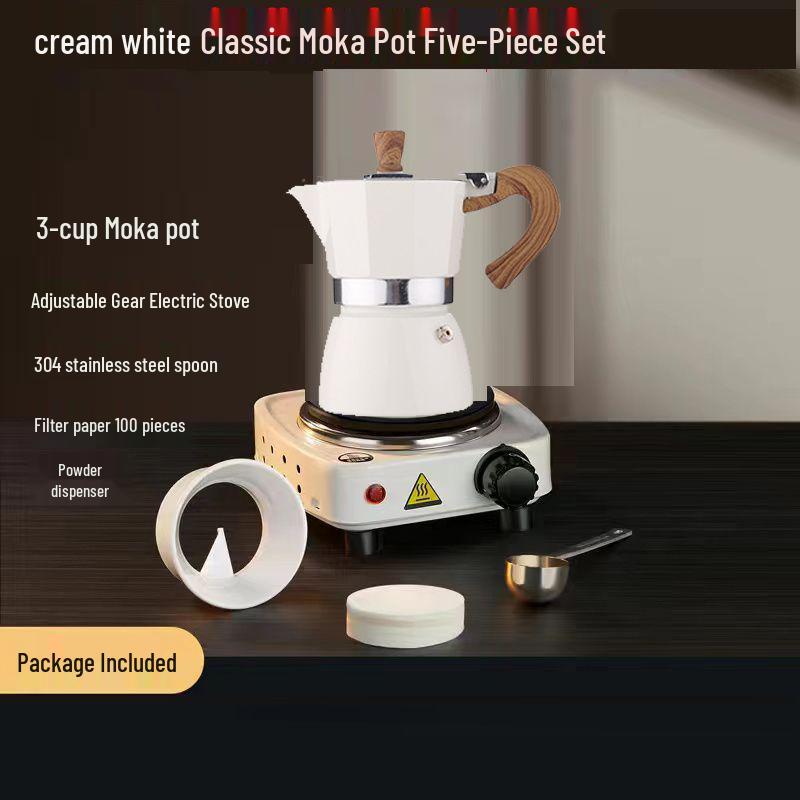 Portable Retro Moka Pot Espresso & Coffee Maker Set with Grinder
